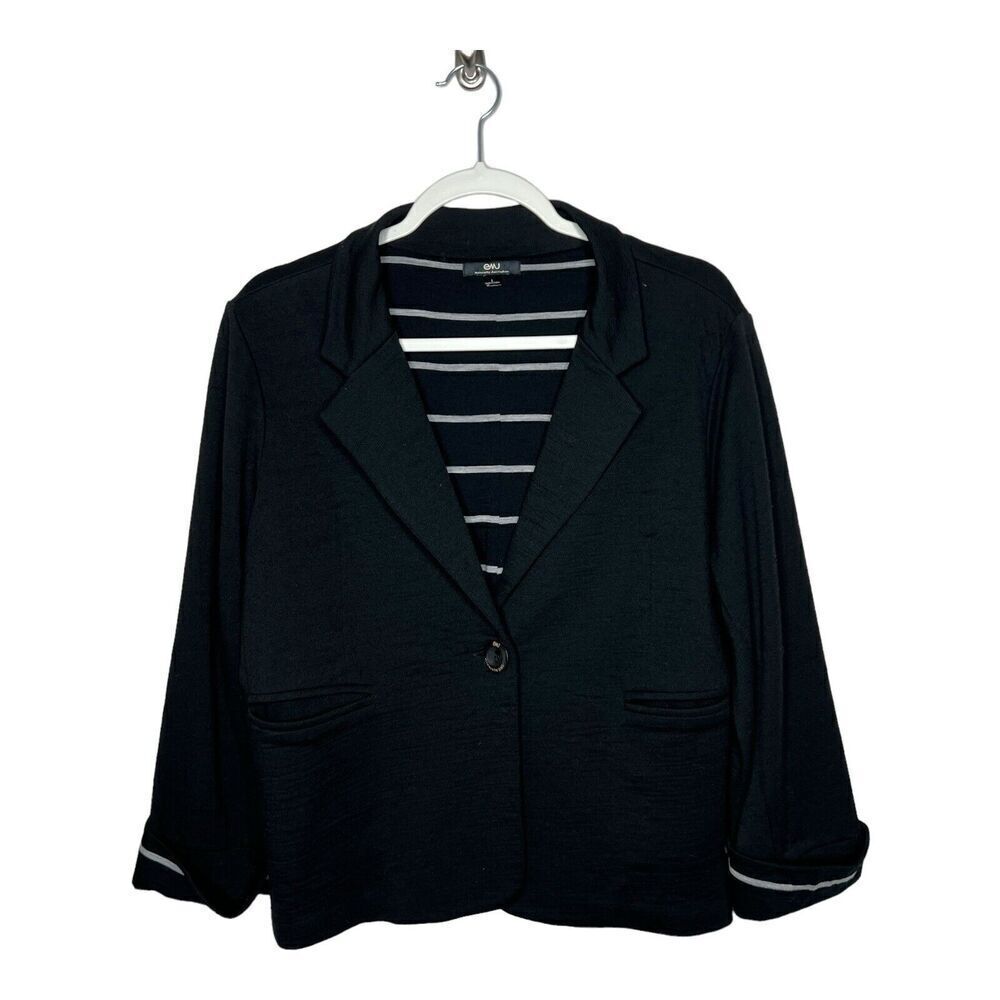 EMU Austrilia Womens Merino Wool Blazer Jacket Size Large Black Lined Career